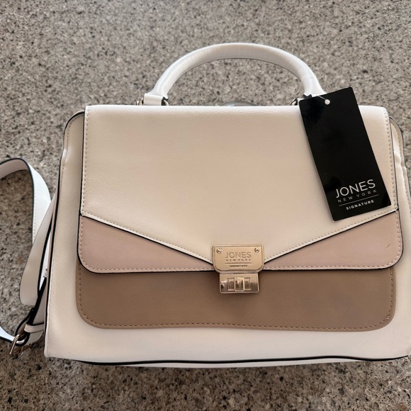 Jones New York Cream and Tan Satchel - Picture 1 of 3